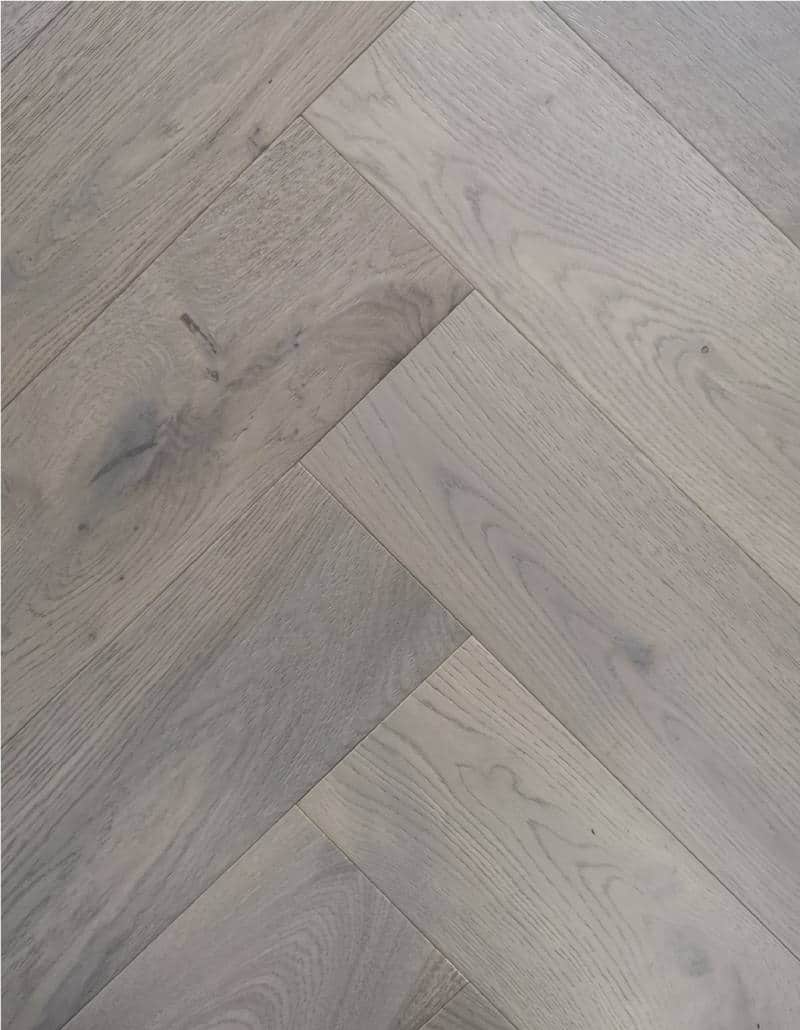 Grey Engineered Oak Click Herringbone Flooring