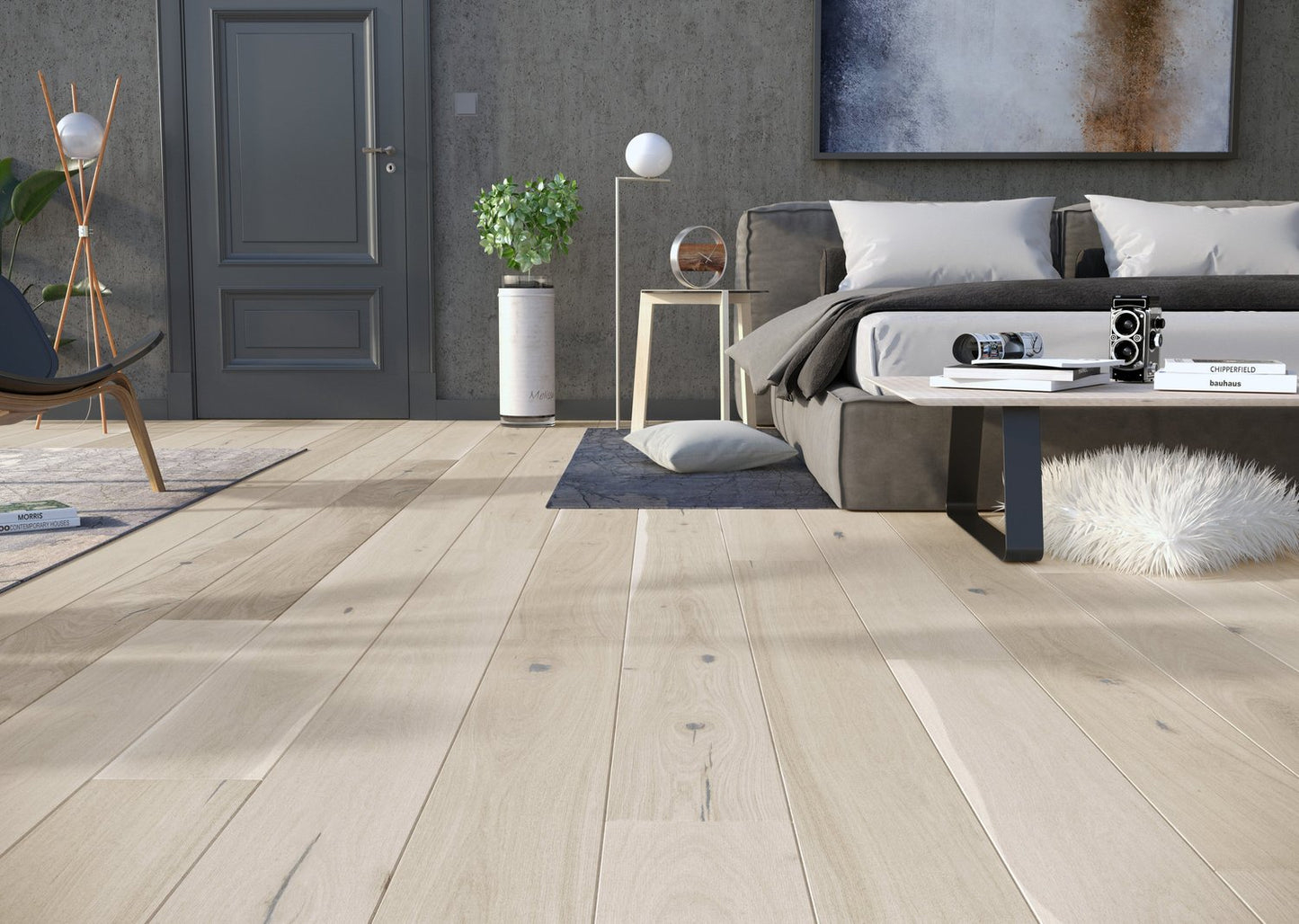 14x180x2200mm Planked White Oak Brushed & Matte Lacquered