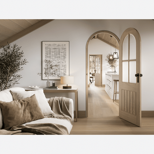 Mexicano Blonde Oak Arched Clear Glazed Prefinished Door