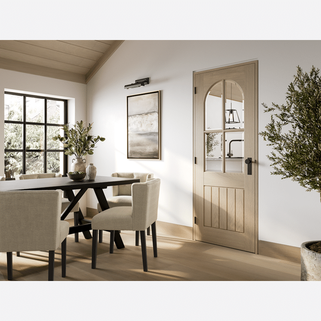 Mexicano Blonde Oak Arched Square Top Glazed Prefinished Door