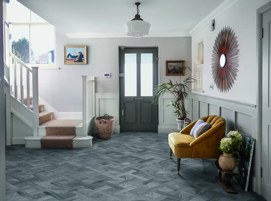 Tarkett Glue-Down LVT Basket Weave Woodland Oak Dark Grey