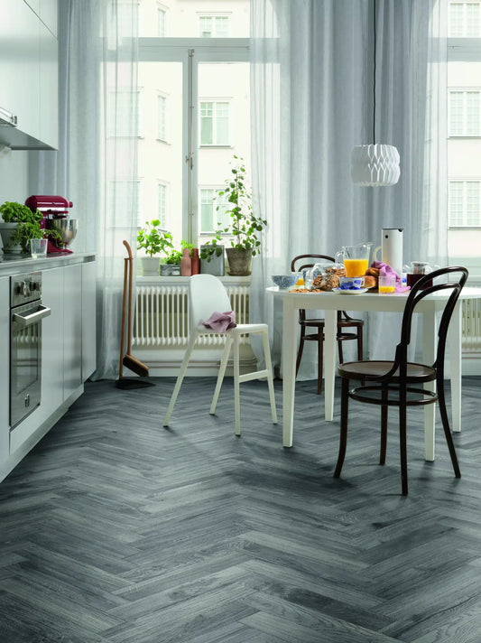 Tarkett Glue-Down LVT Traditional Parquet Woodland Oak Dark Grey