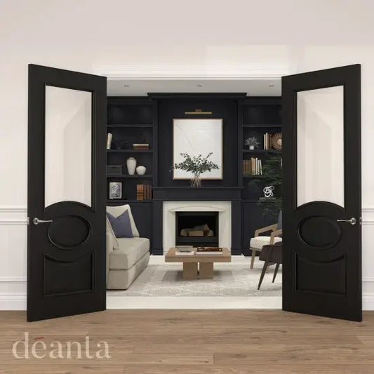 Clarendon Black Prefinished Bevelled Glazed Internal Door