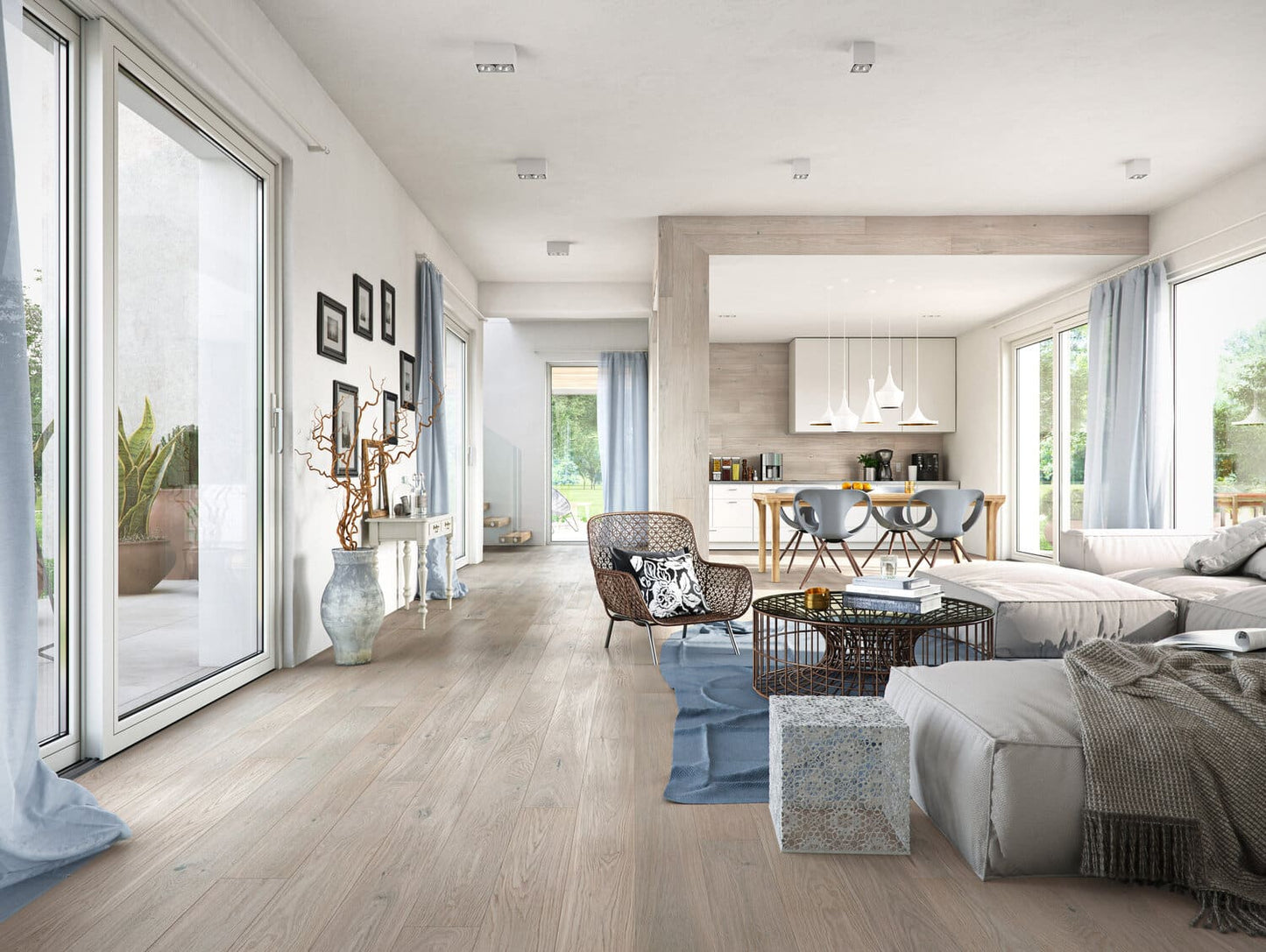 14x155x1092mm Grey Oak Brushed & Matt Lacquered