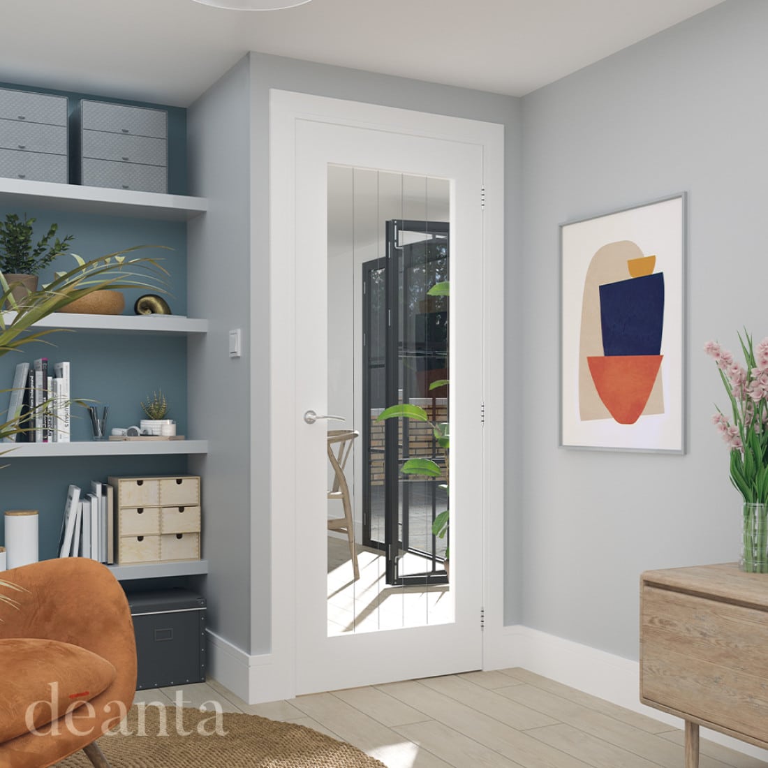 Ely White Primed 1L Glazed Internal Door