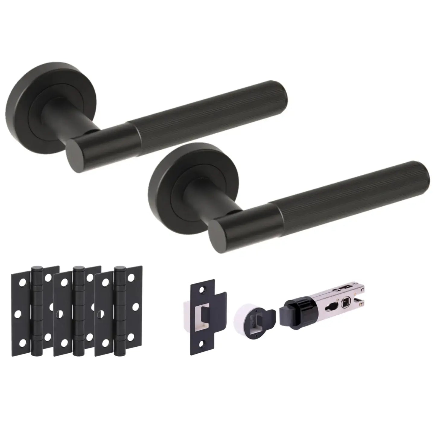 Vida Matt Black Bullet Latch Lever Hardware Pack
