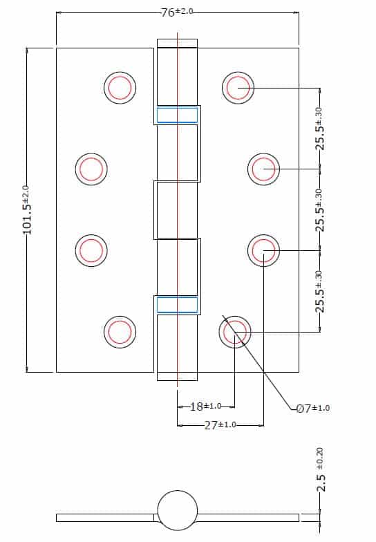 Dale 4" Matt Black Ball Bearing Butt Hinges - Fire Door - Pair