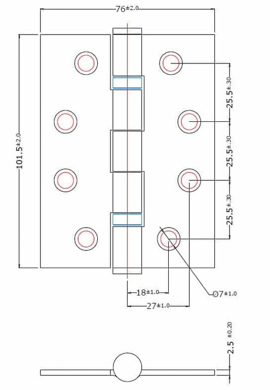 Dale 4" Matt Black Ball Bearing Butt Hinges - Fire Door - Pair