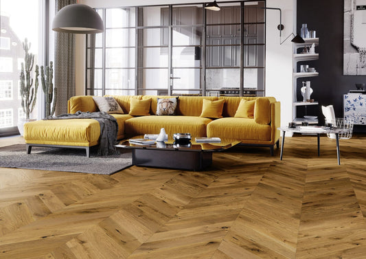 14x130x725mm Smoked Oak Brushed Matt Lacquered Chevron