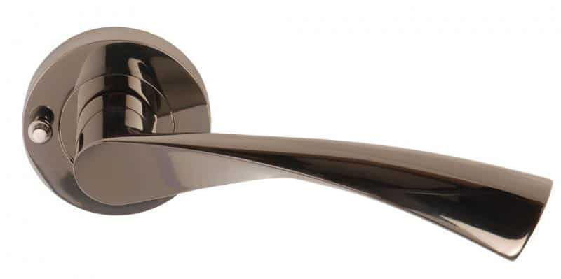 Flex Lever On Round Rose Privacy - Blk Nickel
