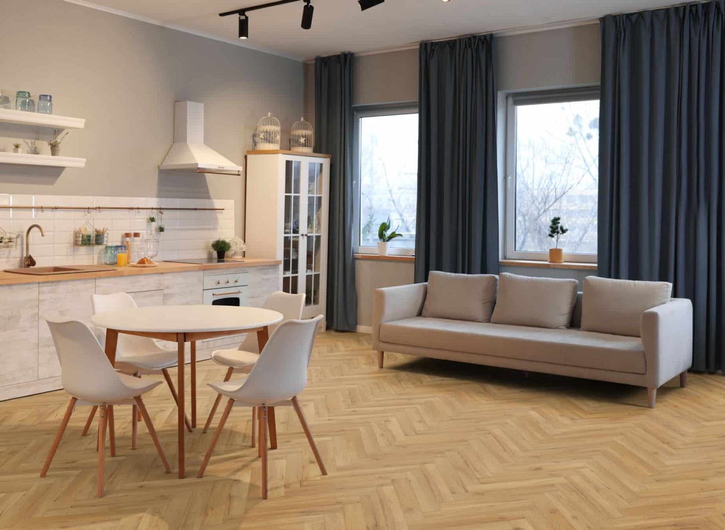 Premium Embossed Oak Robust Natural Herringbone