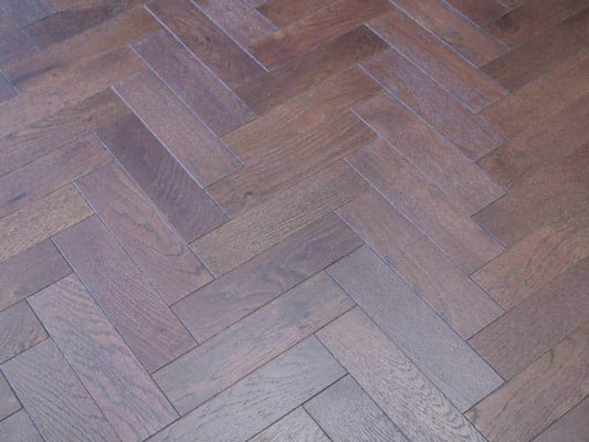 18x80x300mm Walnut Stain Lacquered Oak Herringbone Flooring