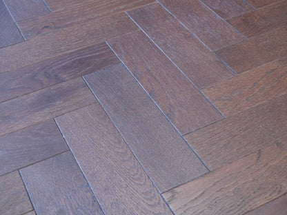 18x80x300mm Walnut Stain Lacquered Oak Herringbone Flooring