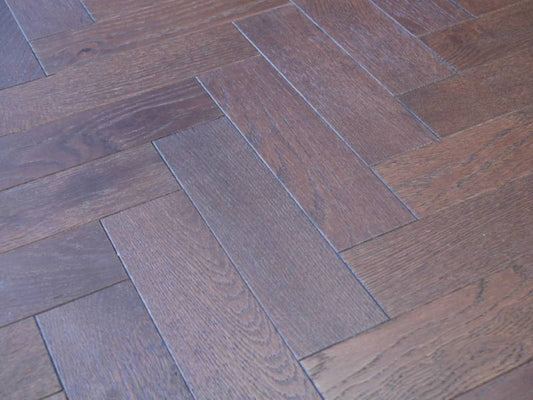 18x80x300mm Walnut Stain Lacquered Oak Herringbone Flooring