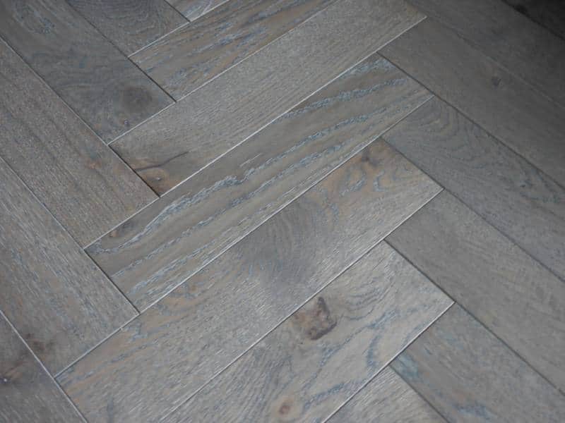Grey Hard Wax Engineered Oak Herringbone Flooring