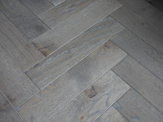 Grey Hard Wax Engineered Oak Herringbone Flooring