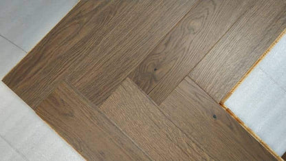 14x110x600mm French Chateau Brushed Matt Lacquered Herringbone