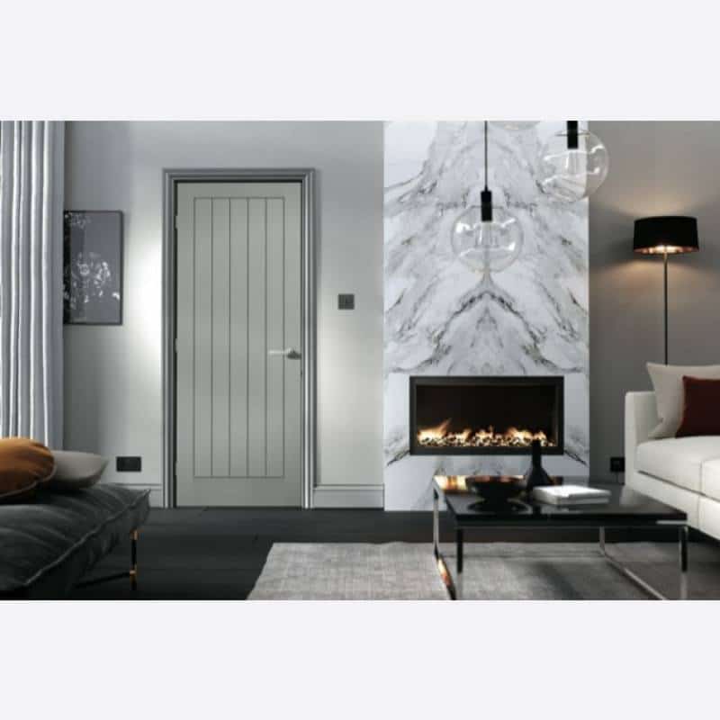 Grey Moulded Textured Vertical 5P Internal Door