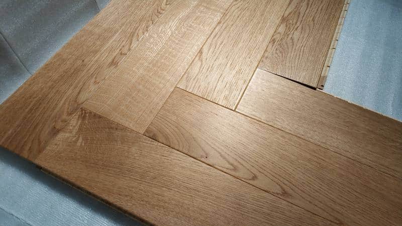 14x110x600mm Brushed Matt Lacquered Herringbone