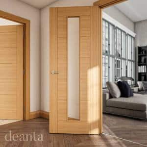 Seville Oak Clear Glazed 1L - Prefinished Internal Door