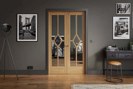 Oak Reims Glazed Pairs - Prefinished Internal Door