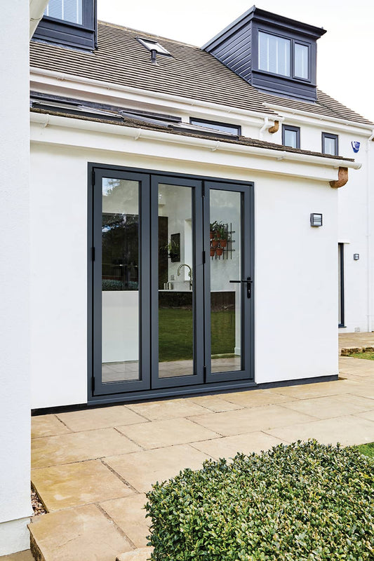 Aluvu Grey Prefinished External Bi-Fold Doors With Trickle Vents