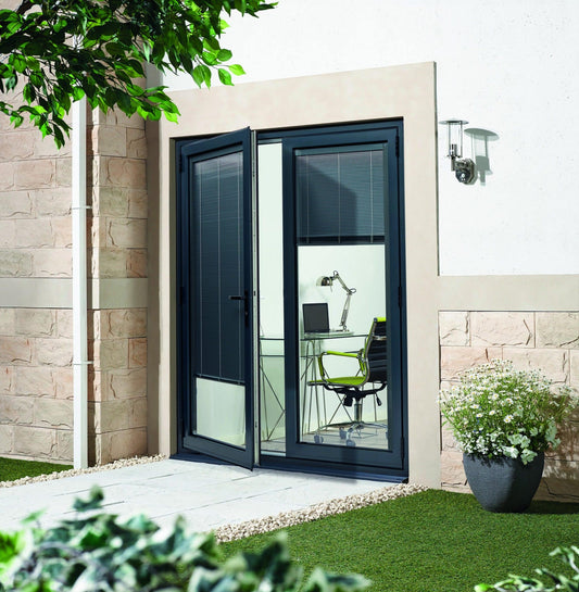 Aluvu Grey Prefinished External French Doors With Trickle Vents