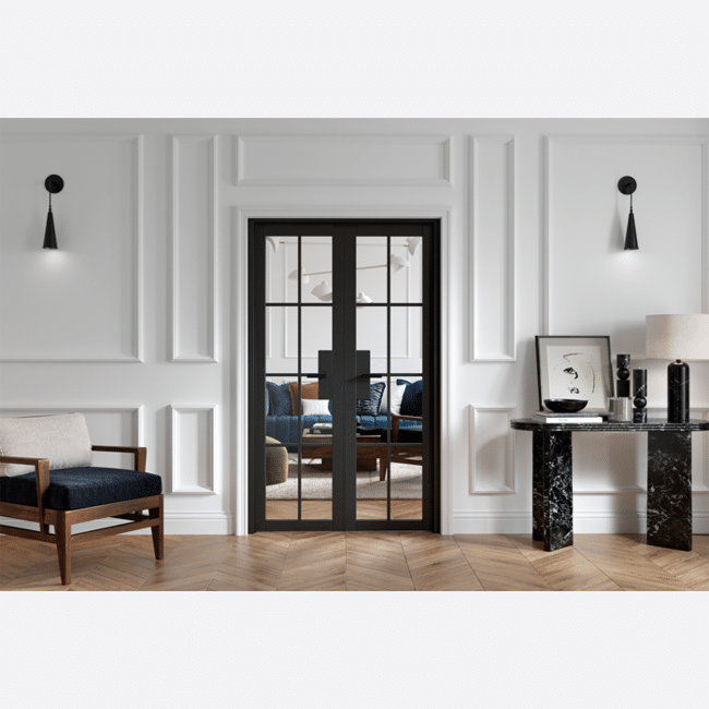 Malvern Black W4 Clear Glazed Prefinished Room Divider