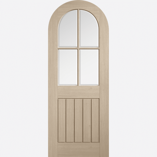 Mexicano Blonde Oak Arched Clear Glazed Prefinished Door