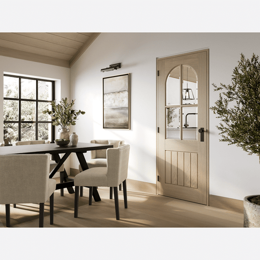 Mexicano Blonde Oak Arched Square Top Glazed Prefinished Door