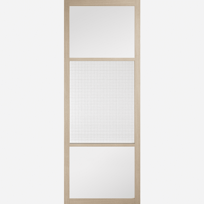 Sutton Blonde Oak Reeded Glazed Prefinished Door