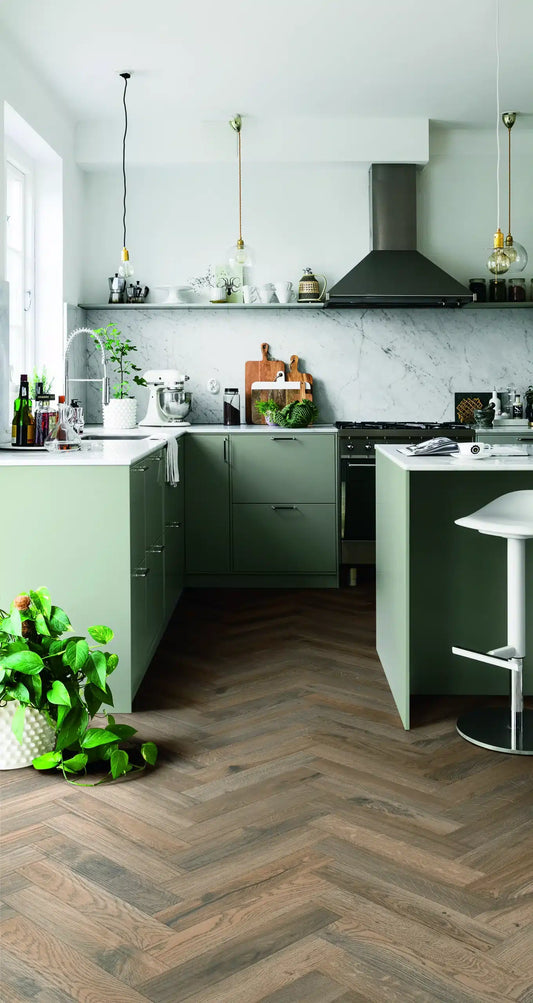 Tarkett Glue-Down LVT Traditional Parquet Woodland Oak Antique Brown