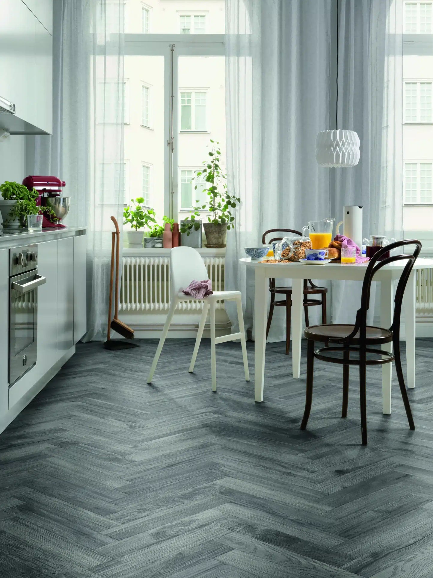 Tarkett Glue-Down LVT Traditional Parquet Woodland Oak Dark Grey