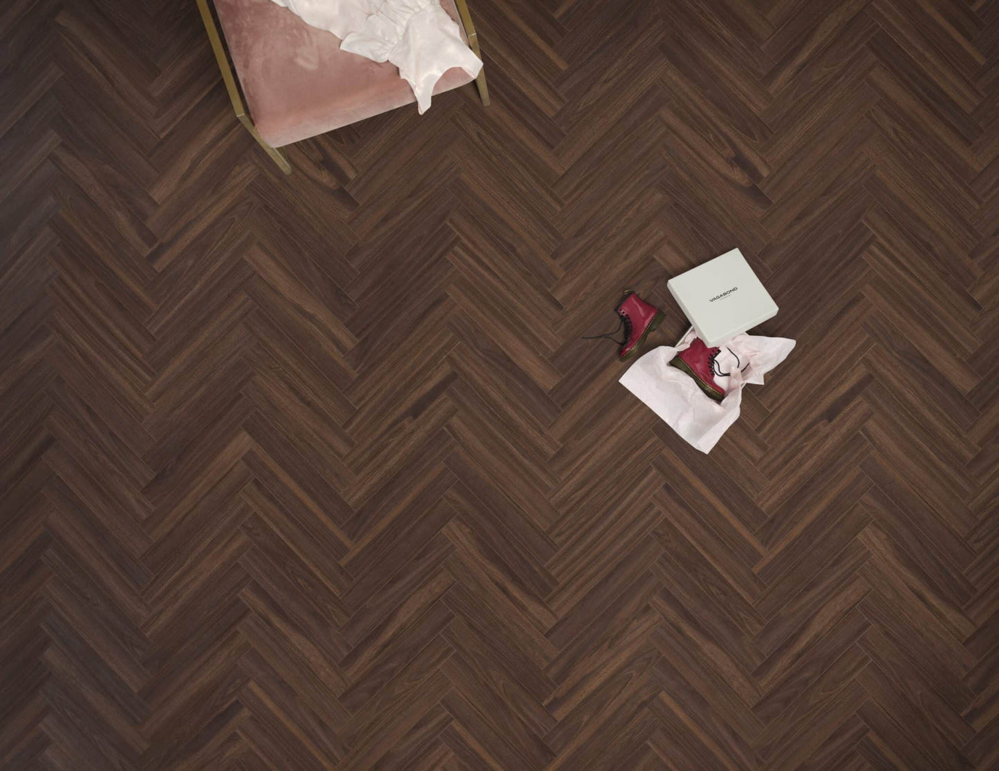 BerryAlloc ® Chateau Walnut Brown Herringbone Laminate Flooring