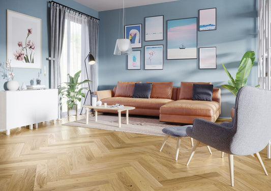 14x110x600mm Brushed Matt Lacquered Herringbone