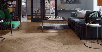 14x110x600mm French Chateau Brushed Matt Lacquered Herringbone