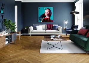 14x110x600mm Smoked Oak Brushed Matt Lacquered Herringbone