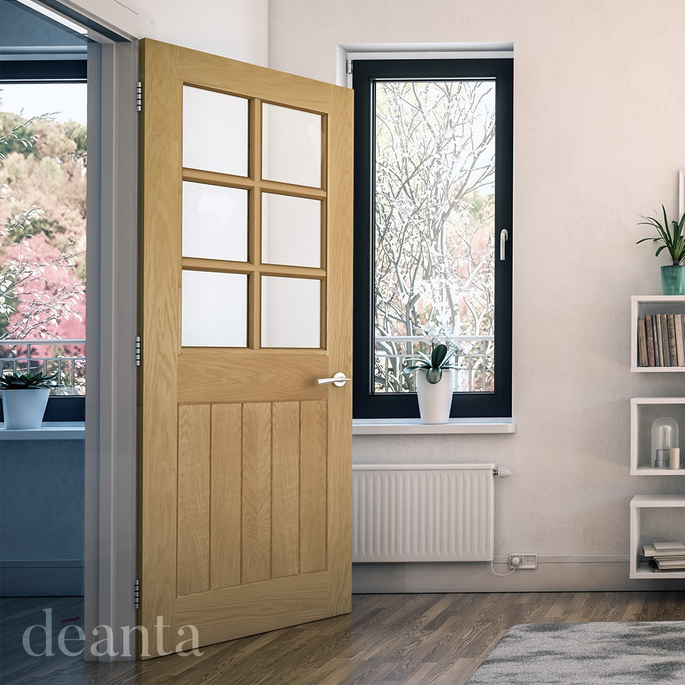 Ely Oak 6L Glazed – Prefinished Internal Door
