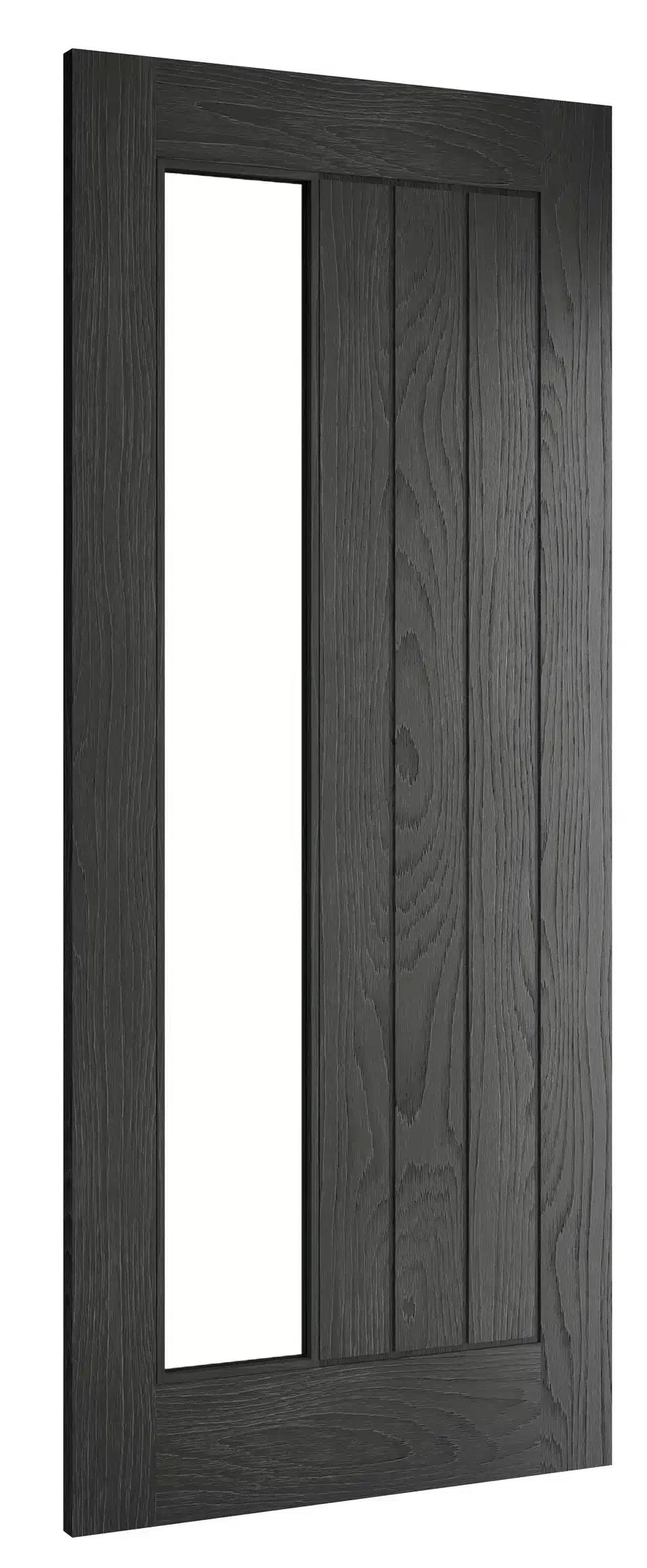 Ely Brushed Black Oak Glazed Side Lite