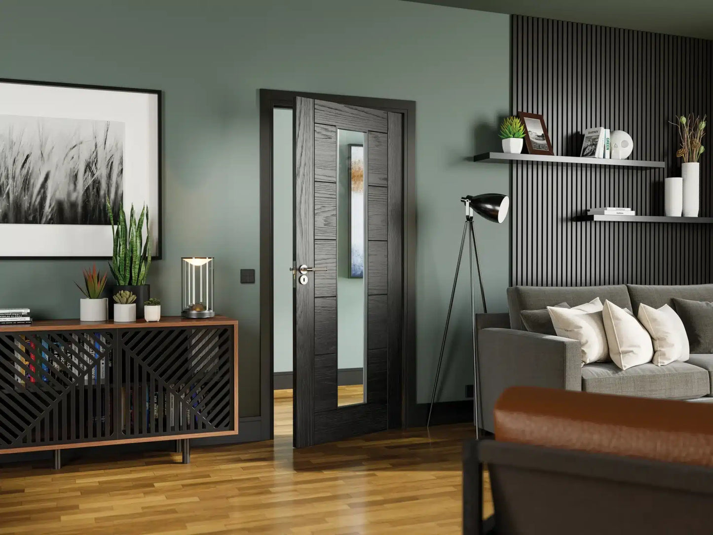 Seville Brushed Black Oak Glazed 1 Lite