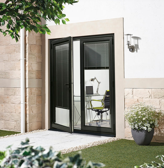 Aluvu Black Prefinished External French Doors With Trickle Vents