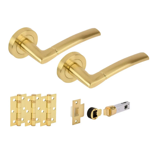 Nemo Satin Brass Bullet Latch Lever Hardware Pack