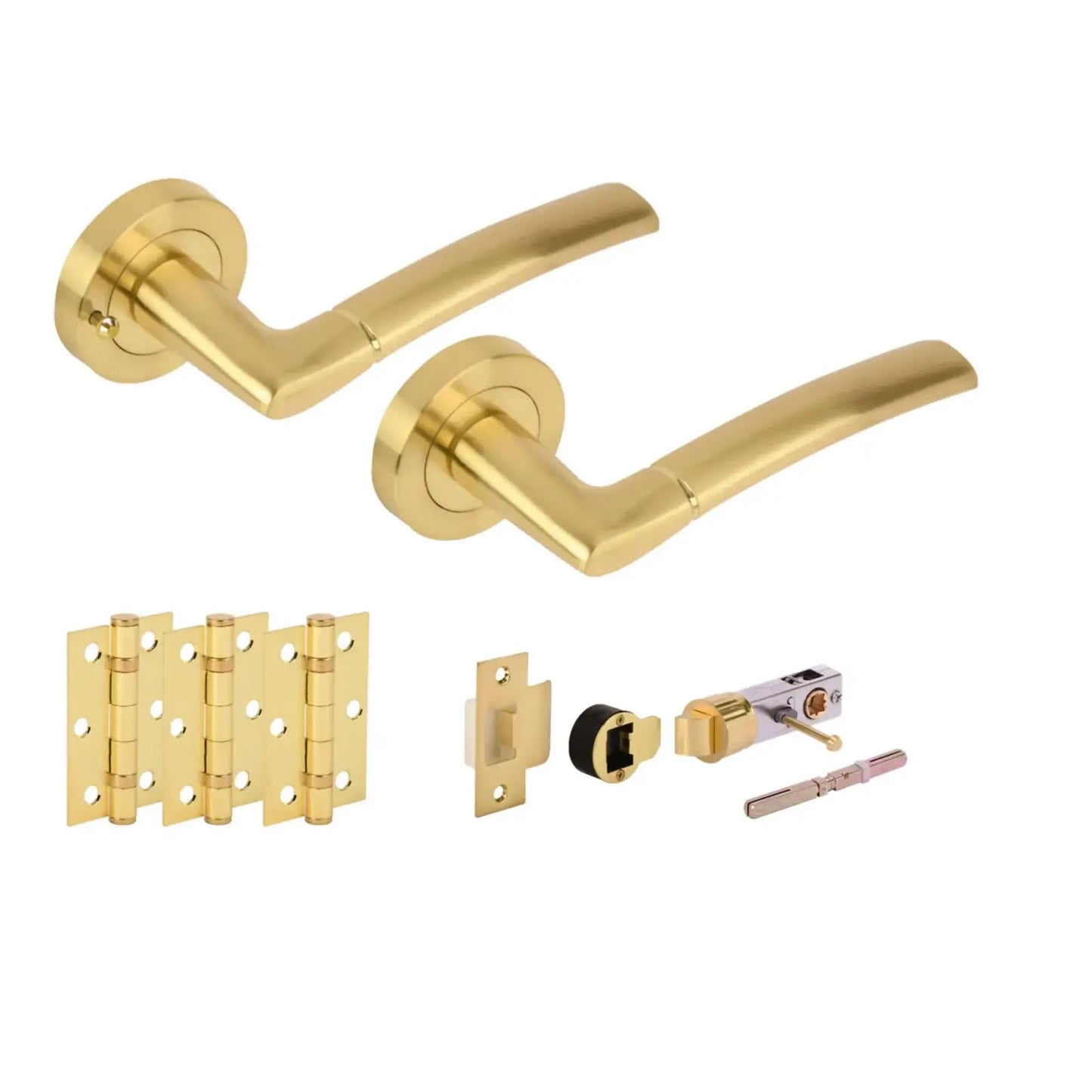 Nemo Satin Brass Bullet Latch Privacy Hardware Pack