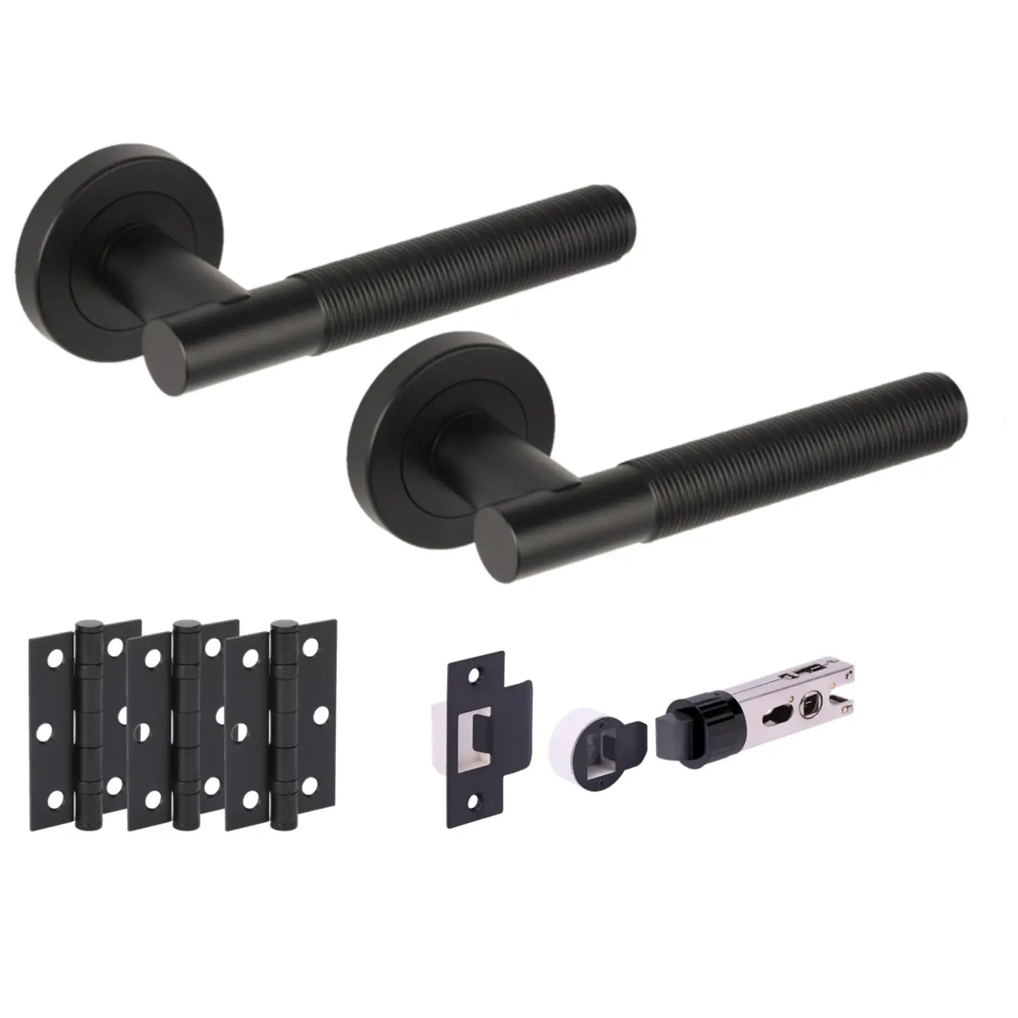 Halo Matt Black Bullet Latch Lever Hardware Pack