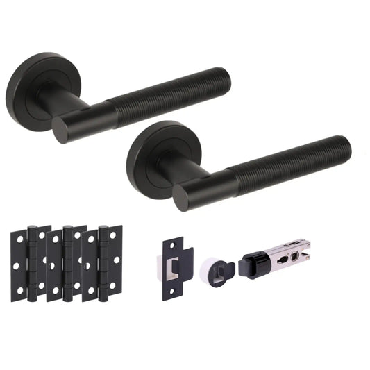 Halo Matt Black Bullet Latch Lever Hardware Pack