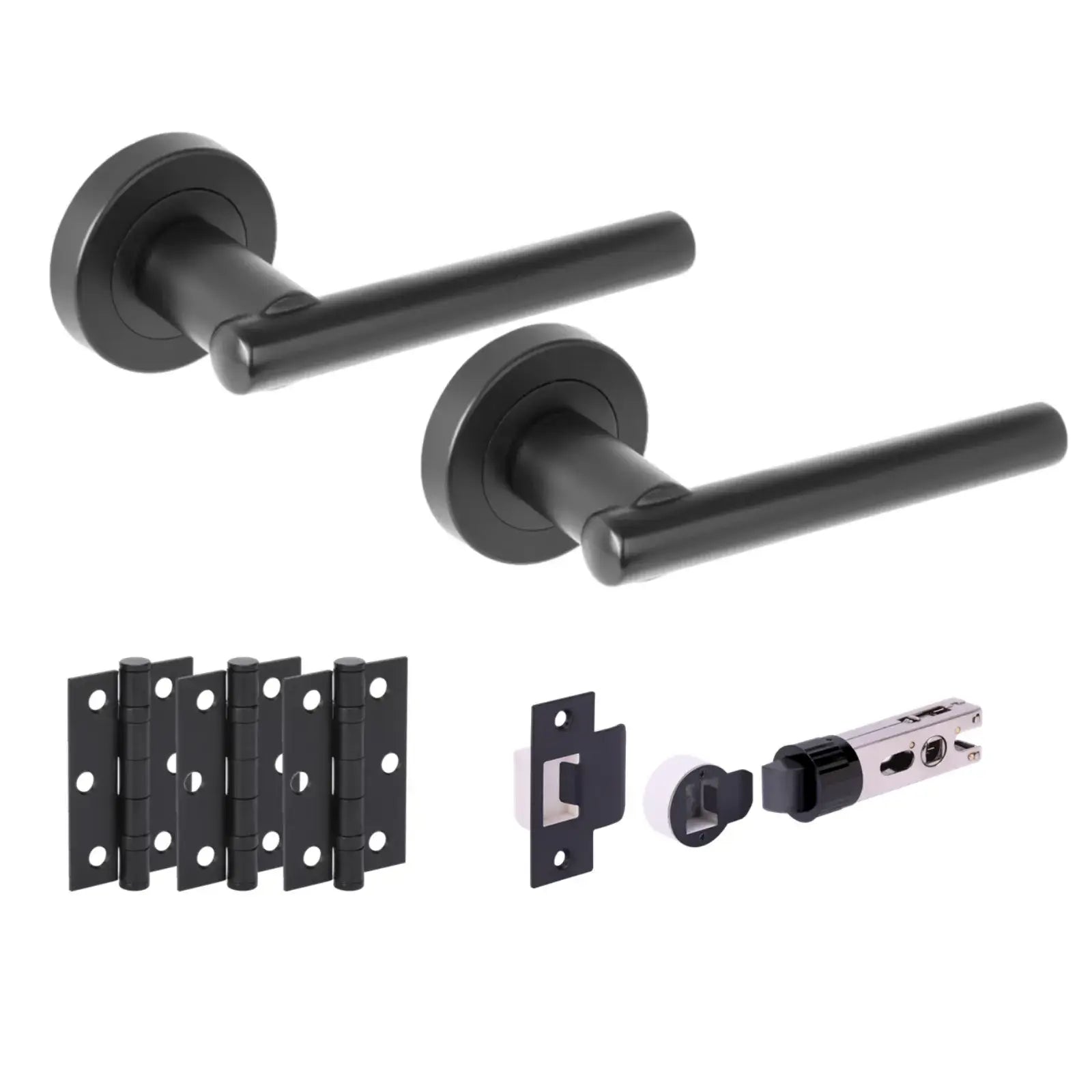 Solus Matt Black Bullet Latch Lever Hardware Pack