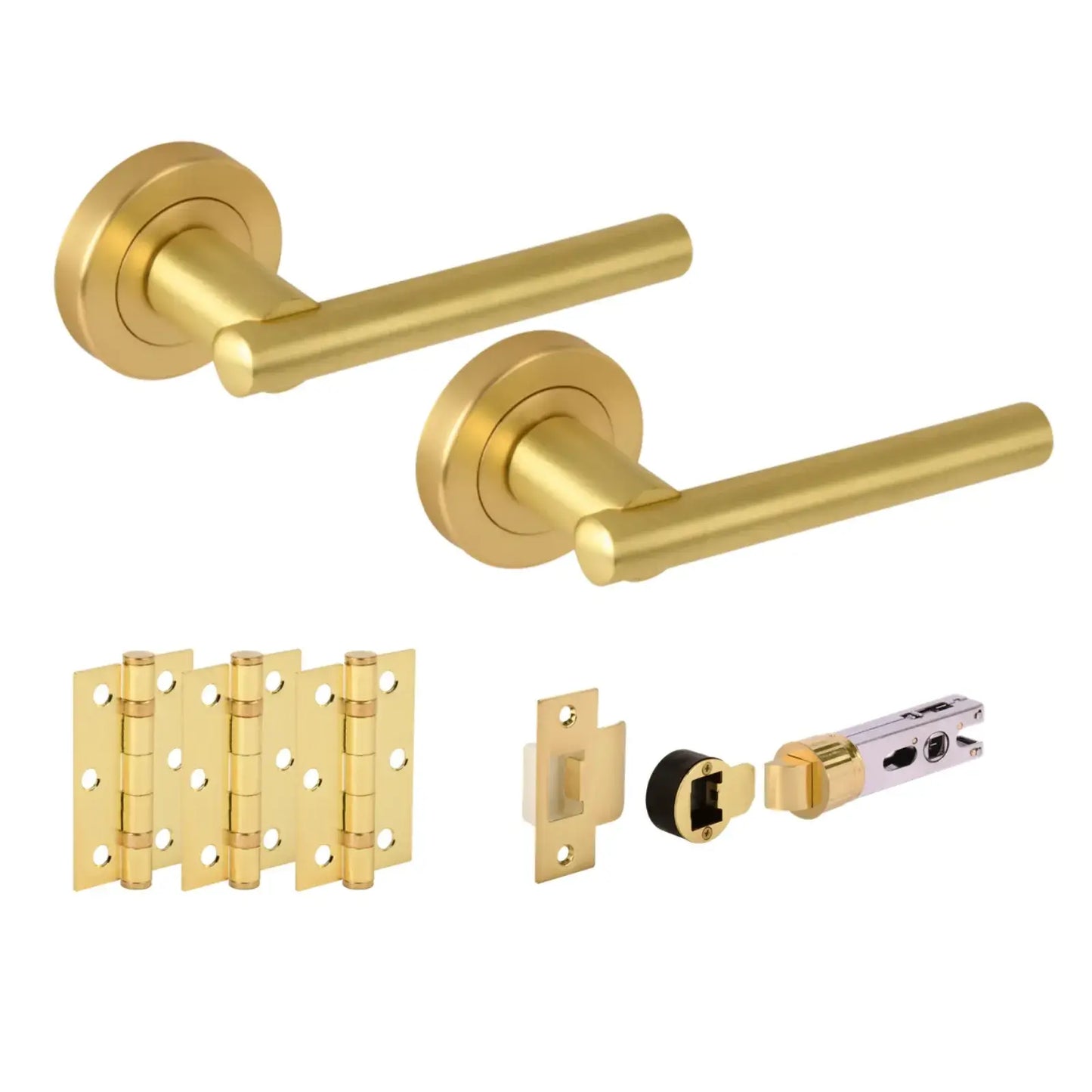 Solus Satin Brass Bullet Latch Lever Hardware Pack