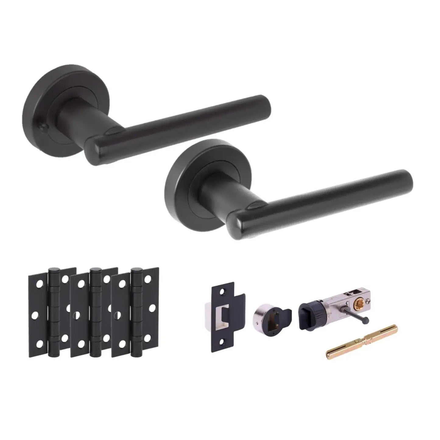Solus Matt Black Bullet Latch Privacy Hardware Pack