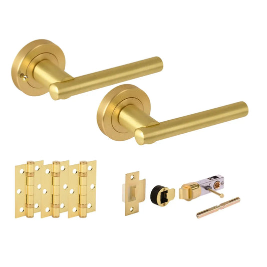 Solus Satin Brass Bullet Latch Privacy Hardware Pack