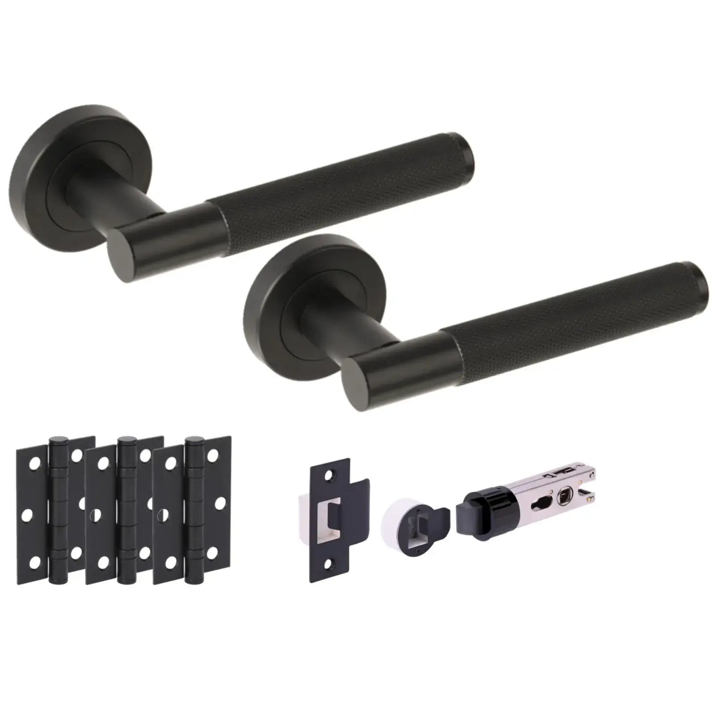 Evo Matt Black Bullet Latch Lever Hardware Pack